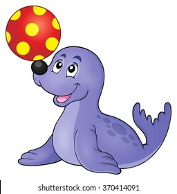 Seal playing with ball theme 1 - eps10 vector illustration.