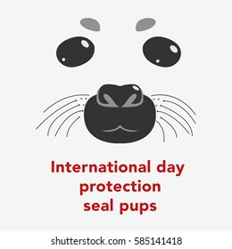Seal pups protection. International holiday. Flat vector stock illustration