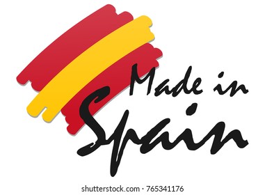 seal of quality with country flag and text Made in Spain