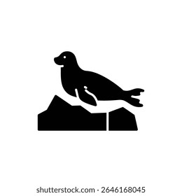 Seal Resting on Ice in Cold Winter Environment with Calm Pose