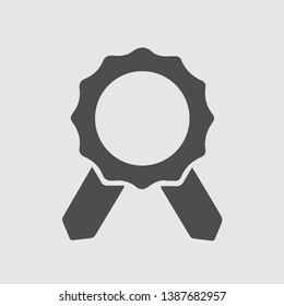 Seal with ribbons vector icon. Award badge simple isolated pictogram.