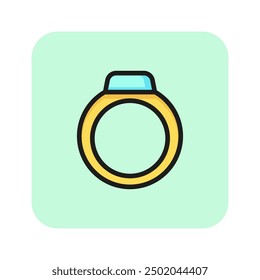 Seal ring line icon. Circle, round, stamp. Jewelry concept. Vector illustration can be used for topics like mens accessory, goldsmith, power