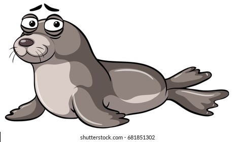 Seal with sad face illustration