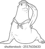 Seal Sailor Sailor hat Animal Vector Graphic Art Illustration