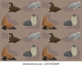 Seal Sea Lion Walrus Cartoon Seamless Wallpaper Background