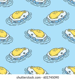 Seal Sea lions on ice Seamless Pattern vector yellow