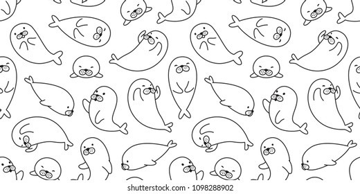seal seamless pattern walrus sea lion polar bear vector isolated background wallpaper