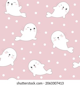 seal seamless pattern walrus sea lion bear polar bear vector isolated background cartoon wallpaper blue