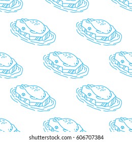 Seal Seamless Pattern white blue