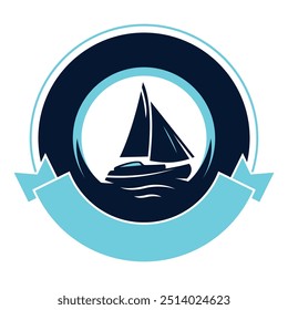 seal shaped sailboat illustration design.