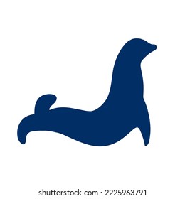 Seal silhouette blue. Sealion vector illustration isolated on white background. For paper, print, postcards, web, covers, fabric, posters, posts, clothing, stickers, badges, decals.