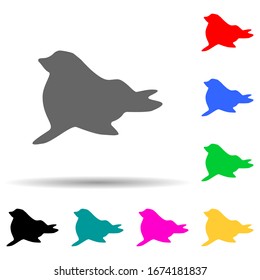 seal silhouette multi color style icon. Simple glyph, flat vector of zoo icons for ui and ux, website or mobile application