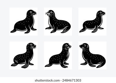 Seal silhouette vector art illustration