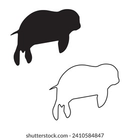 Seal Silhouette Vector Illustration Art