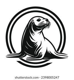 Seal silhouettes and icons. Black flat color simple elegant white background Seal animal vector and illustration.