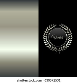 Seal. Silver award. Laurel wreath on a black background.
