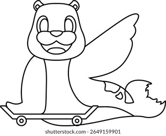 Seal Skater Skateboard Animal Vector Graphic Art Illustration