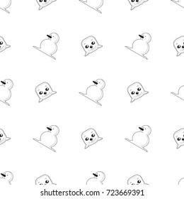 seal and snowman cartoon seamless pattern