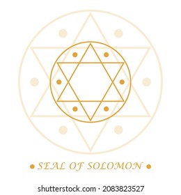 Sceau de Salomon. Icône étoile à six branches. Signe d'hexagramme. Symbole du judaïsme en doré sur fond blanc. Illustration vectorielle