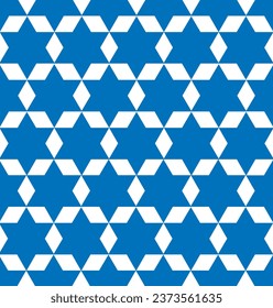 Seal of Solomon Star of David Symbol Emblem Seamless Pattern Flag Blue Black Colors