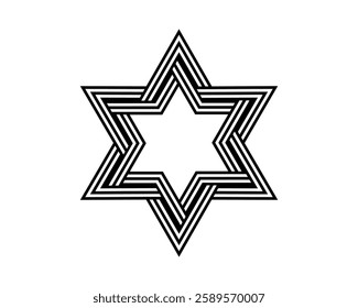 seal of solomon star of david for tattoo icon symbol logo design isolated on white background. vector illustration