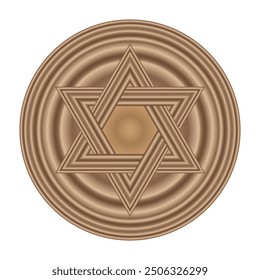 seal of solomon star of david with wood design for icon symbol logo design isolated on white background. vector illustration