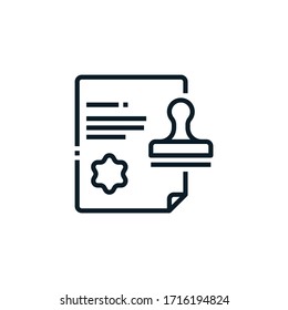 Seal, Stamp, Approved Document Outline Icons. Vector Illustration. Editable Stroke. Isolated Icon Suitable For Web, Infographics, Interface And Apps.