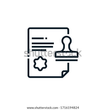 Seal, stamp, approved document outline icons. Vector illustration. Editable stroke. Isolated icon suitable for web, infographics, interface and apps.
