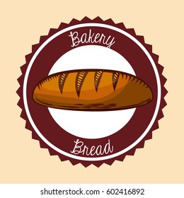 seal stamp with bread icon. colorful design. vector illustration