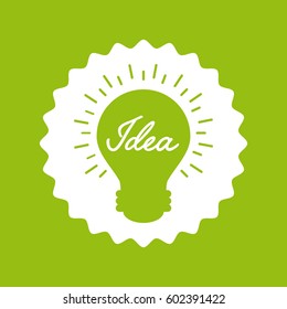 seal stamp with bulb light icon over green background. green idea concept. vector illustration