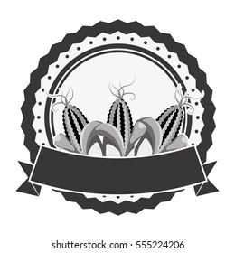seal stamp with corn vegetable icon inside over white background. black and white design. vector illustration