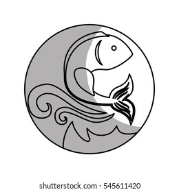 seal stamp with fish icon over white background. vector illustration