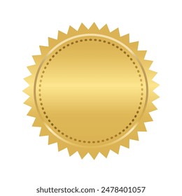 Seal stamp gold luxury elegant icon vector illustration isolated on white background without text.  Gold luxury label for promo seal. Winner, Trophy, Top Quality concept.