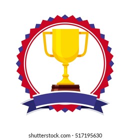 seal stamp with gold trophy icon inside over white background. usa design. vector illustration