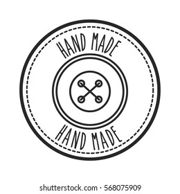 seal stamp of hand made concept with button icon over white background. vector illustration