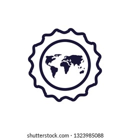 seal stamp with map planet isolated icon