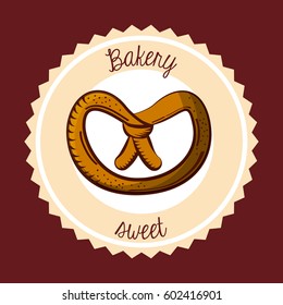 seal stamp with pretzel icon. colorful design. vector illustration