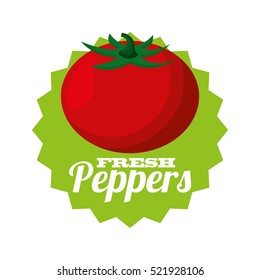 seal stamp with tomato vegetable icon inside. healthy and natural food design. vector illustration