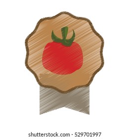 seal stamp with tomato vegetable icon over white background. colorful and sketch  design. vector illustration