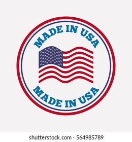 seal stamp with usa flag icon over white background. colorful desing. vector illustration