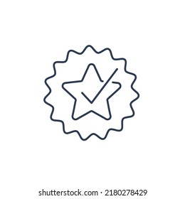 Seal with star. Vector linear icon isolated on white background.