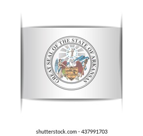 Seal of the state of Arkansas. Vector illustration of a stylized seal. The slit in the paper with shadows. Element for infographics.