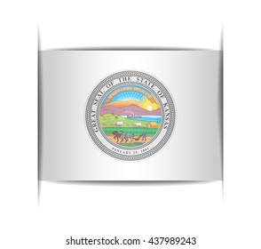 Seal of the state of Kansas. Vector illustration of a stylized seal. The slit in the paper with shadows. Element for infographics.
