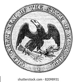 Seal of the State of Mississippi, vintage engraved illustration. Trousset encyclopedia (1886 - 1891).