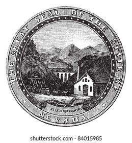 Seal of the State of Nevada, vintage engraved illustration. Trousset encyclopedia (1886 - 1891).