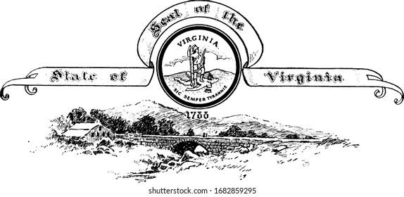 The seal of the state of Virginia, vintage illustration