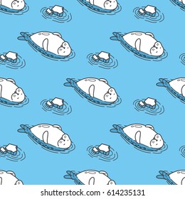 Seal swim Seamless Pattern blue