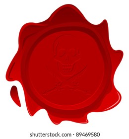 seal with swords and skull against white background, abstract vector art illustration