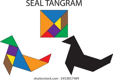 Seal Tangram Puzzle. Education and Creativity.