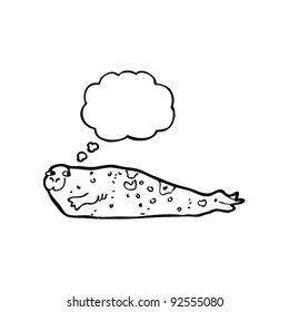 seal with thought bubble cartoon